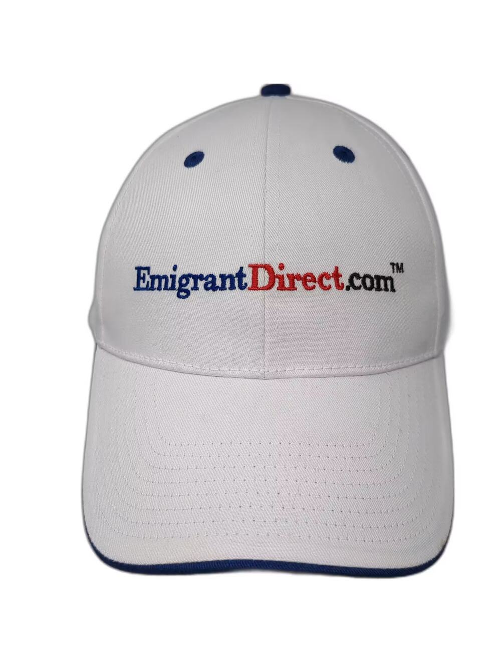 HIT WEAR EmigrantDirect.com White Baseball Cap OS Adjustable Embroidered Hat